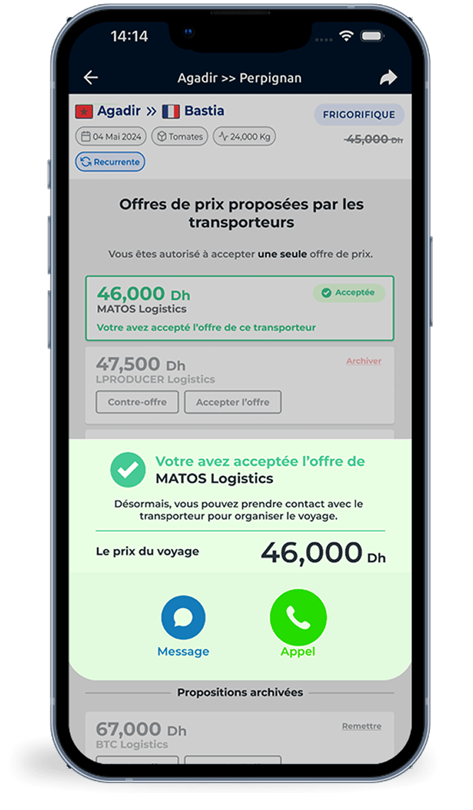 Négociez et choisissez le transporteur qui répond le mieux à vos besoins.