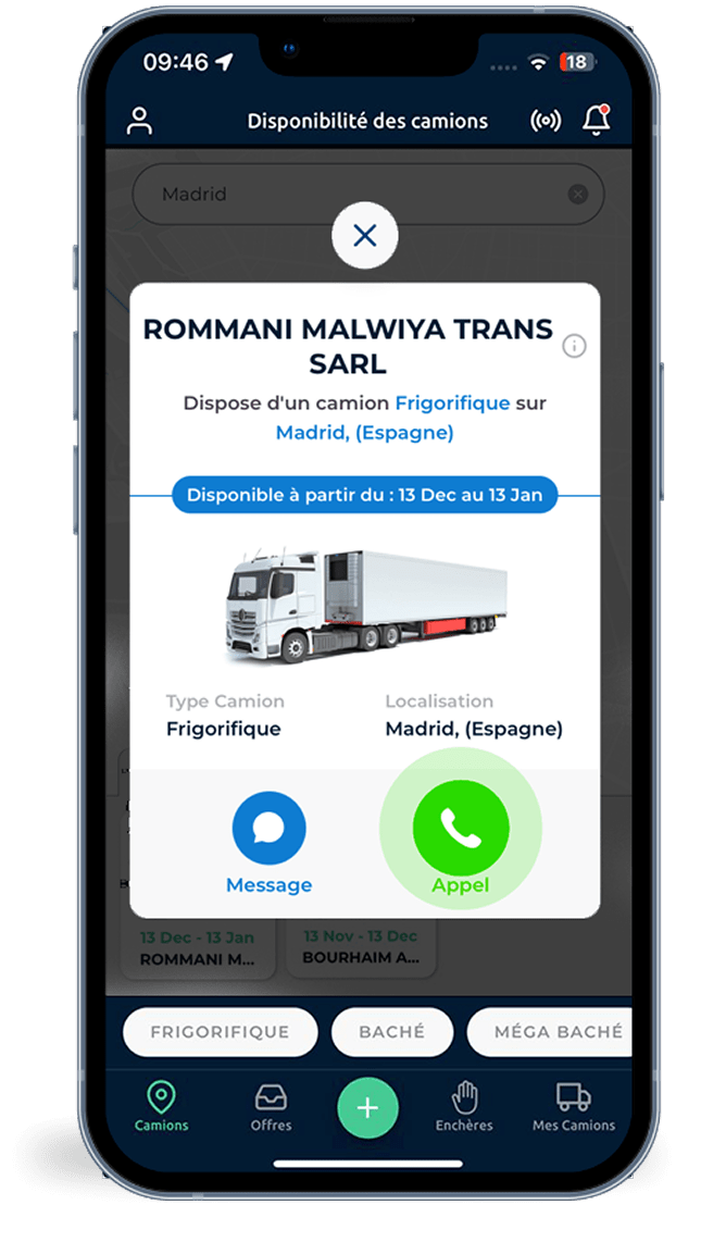 Contactez directement les transporteurs pour confirmer la disponibilité et négocier.